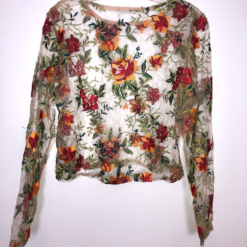 Kimchi Blue floral mesh top